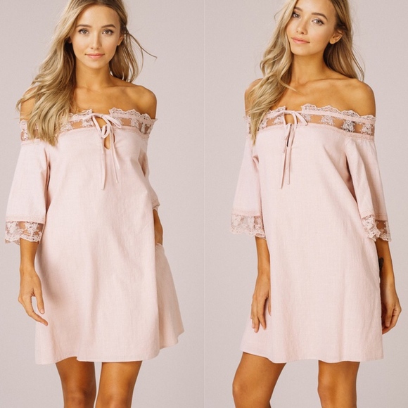 HAILEY Off Shoulder Dress   - BLUSH - Picture 3 of 3